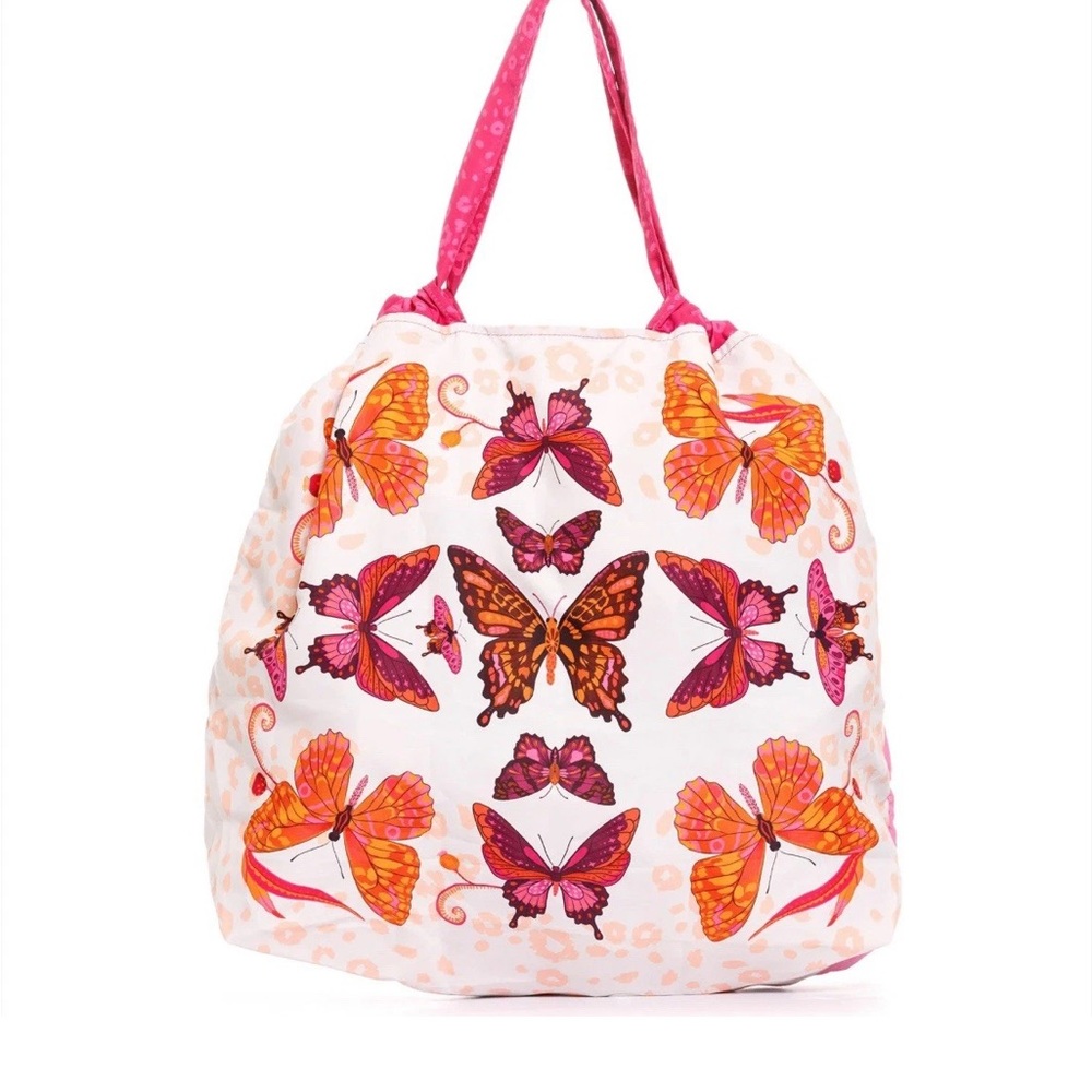 Butterfly Print Tote Bag - Pink and Orange